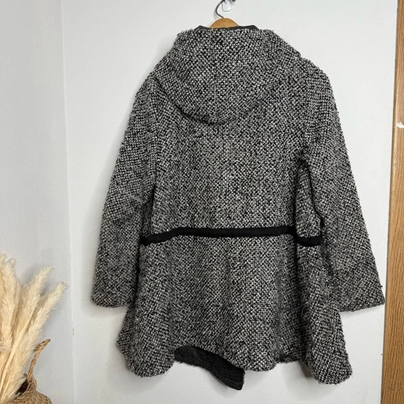 Free People Satellite Image Swing Hooded Tweed Wool Oversized Coat Size XS - Picture 8 of 17